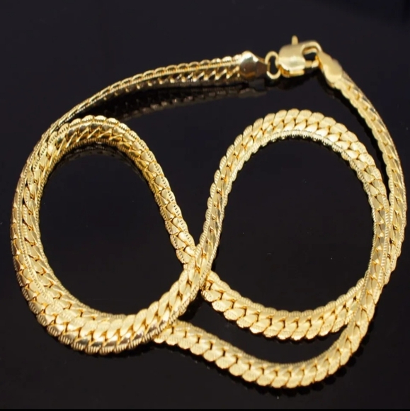 18K Gold Plated Women Men Necklace Chain - Picture 5 of 8